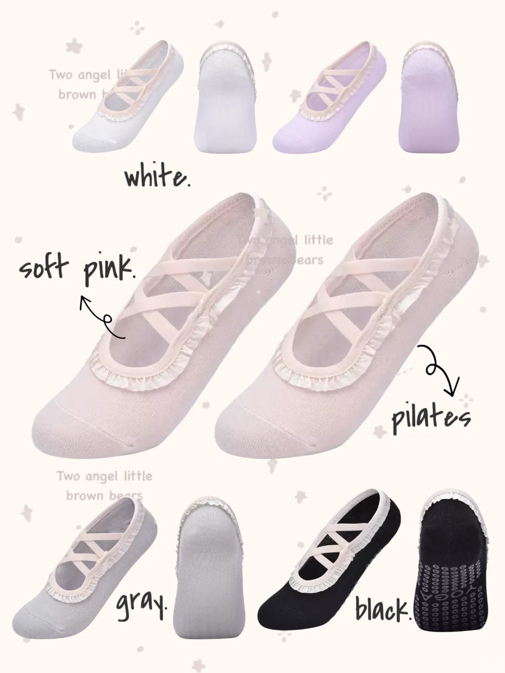 Barre Style Grip Socks with Cross Straps – Non-Slip Pilates & Yoga Socks