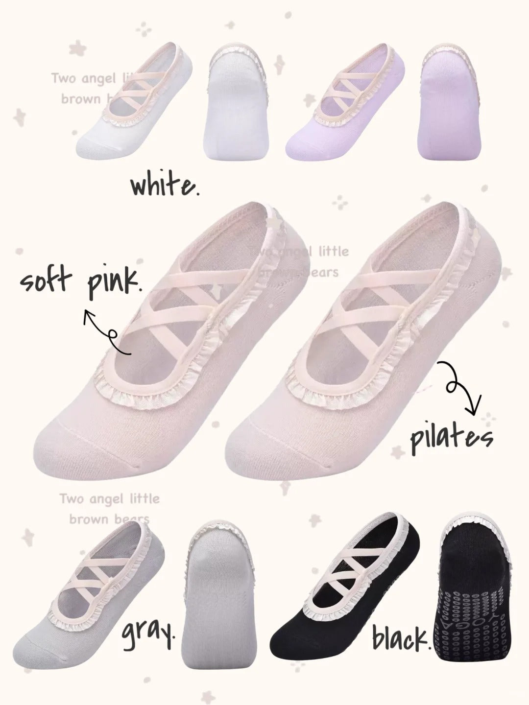Barre Style Grip Socks with Cross Straps – Non-Slip Pilates & Yoga Socks