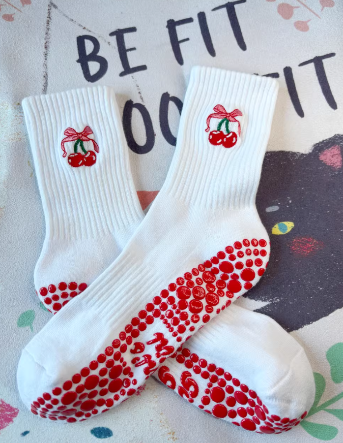 🍒Cherry Grip Socks for Women – Non-Slip Pilates, Yoga & Barre Socks