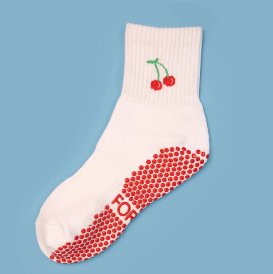 🍒Cherry Grip Socks for Women – Non-Slip Pilates, Yoga & Barre Socks